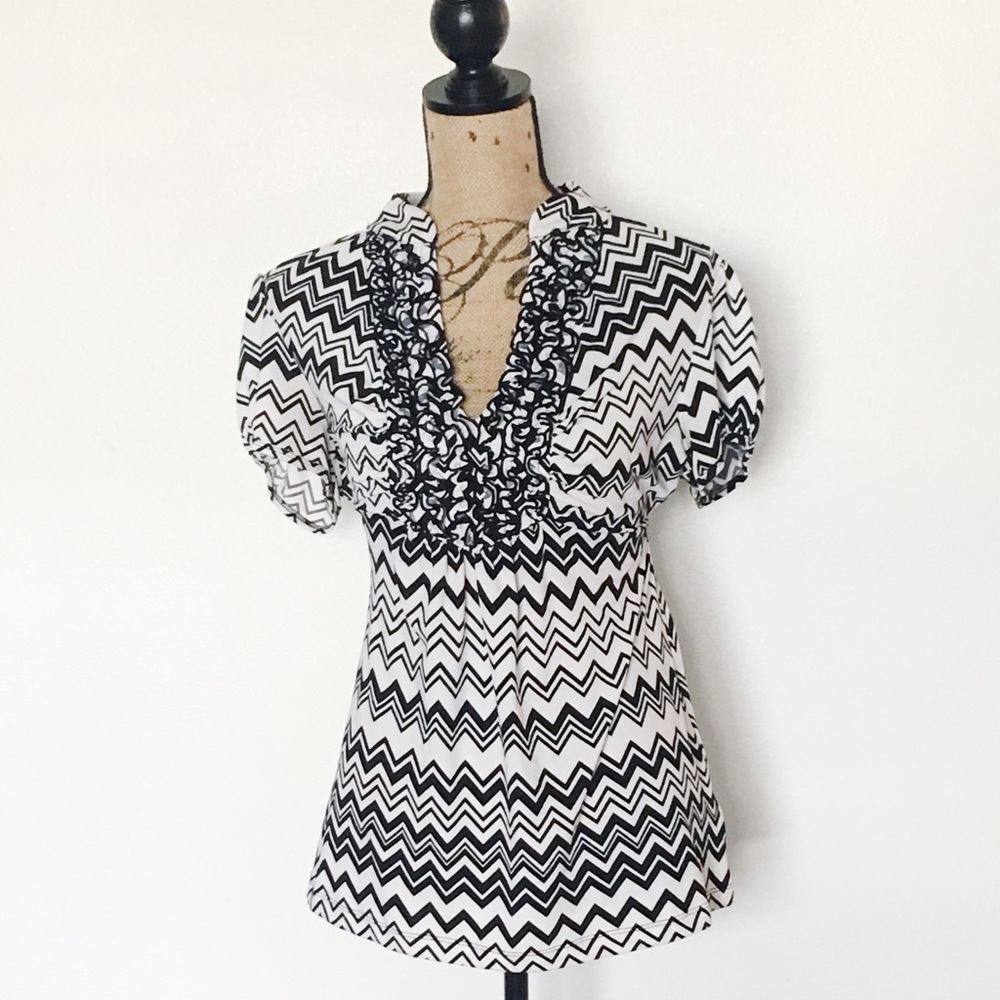 Halo Black and White Patterned Blouse